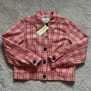 NWT Scotch & Soda Good Luck Charm Checked Plaid Button Up‎ Jacket Women's Size L